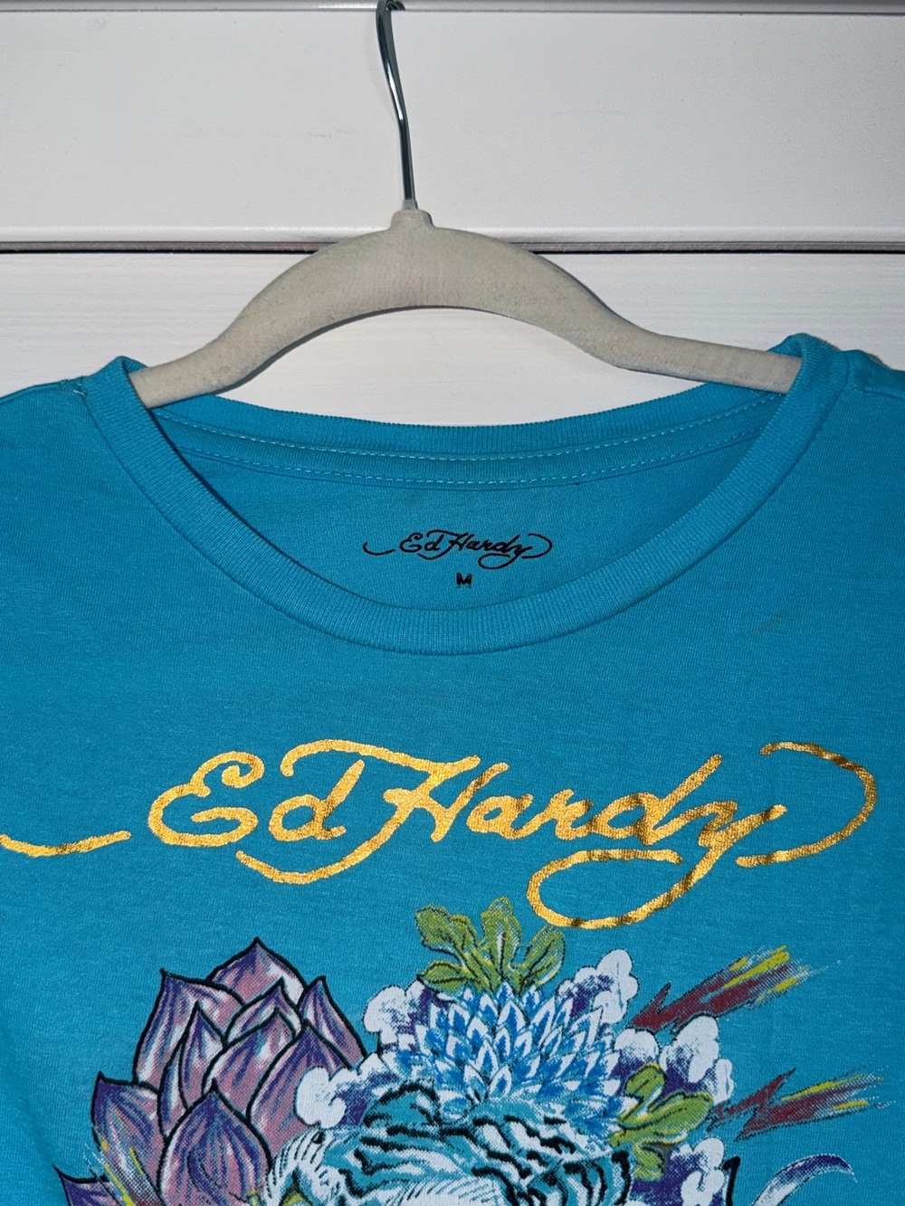Ed Hardy Turquoise Cropped Tee